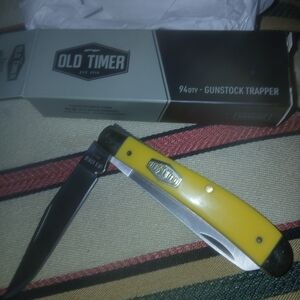 Old Timer Yellow Gunstock Trapper Knife